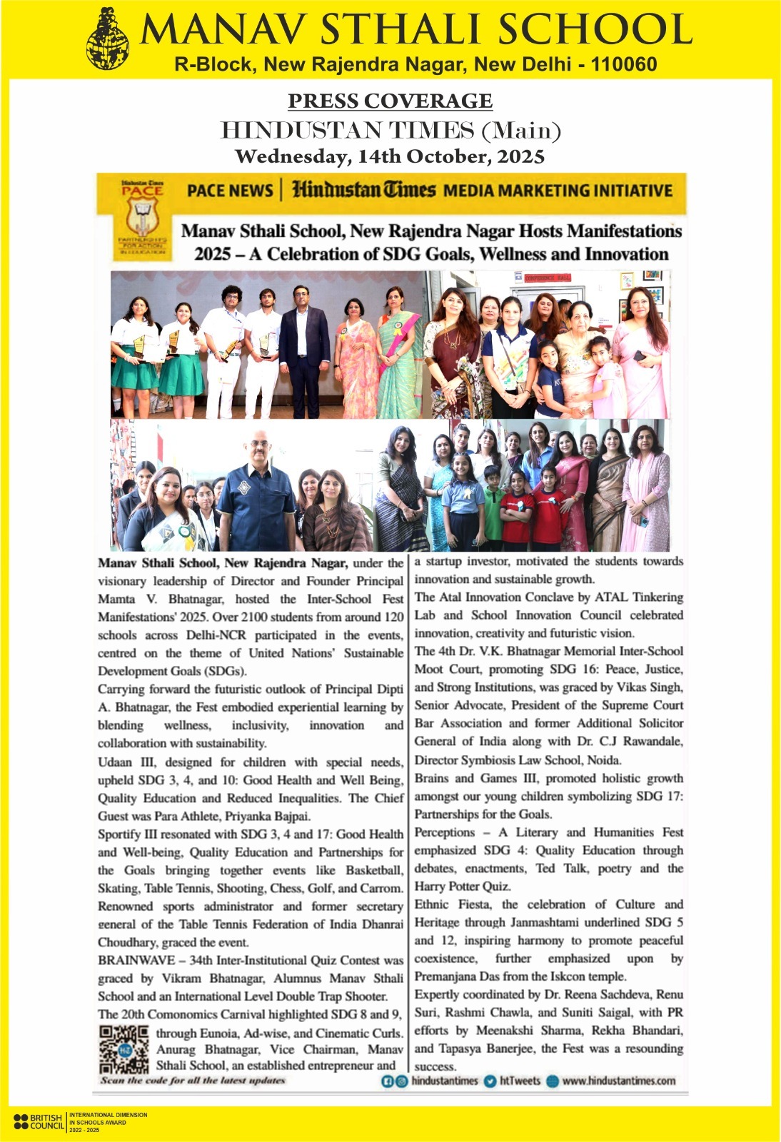 Manifestations, Manav Sthali School, Inter School Fest, Celebration, SDG Goals, Wellness and Sustainability, Delhi NCR, New Rajendra Nagar events, United Nations Sustainable Development Goals, Innovation and experiential learning in schools, inclusivity, Udaan III, Competition for Children with special needs, Sportify III, Inter School Sports, Brainwave Quiz, Comonomics Carnival, Atal Innovation Conclave, Dr. V.K. Bhatnagar Memorial, Moot Court, Perceptions Literary Fest, Ethnic fiesta, Janmashtami, Brains and Games, Mrs. Mamta V. Bhatnagar Manifestations 2025 Manav Sthali School, Manav Sthali Inter School Fest 2025, Celebration of SDG Goals and Innovation, Wellness and Sustainability Fest Delhi NCR, Manav Sthali School New Rajendra Nagar events, United Nations Sustainable Development Goals in Schools, SDG-based school activities India, Innovation and experiential learning in schools, School events promoting inclusivity and wellness, Education for Sustainable Development Delhi schools, Udaan III Manav Sthali special needs event, Sportify III Inter School Sports Fest 2025, Brainwave Quiz Manav Sthali 2025, Comonomics Carnival 2025, Atal Innovation Conclave Manav Sthali, Dr. V.K. Bhatnagar Memorial Moot Court 2025, Perceptions Literary Fest Manav Sthali, Ethnic Fiesta Janmashtami Celebration 2025, Brains and Games III Manav Sthali, Mrs. Mamta V. Bhatnagar Chairperson Manav Sthali, Mrs. Dipti A. Bhatnagar Principal Manav Sthali, Shri Premanjana Das, ISKCON, Mr. Dhanraj Choudhary, Table Tennis Federation of India, Alumni, Mr. Vikram Bhatnagar, Double Trap Shooter, Mr. Anurag Bhatnagar Vice Chairman Manav Sthali, Shri Vikas Singh Supreme Court Bar Association, Dr. C.J. Rawandale Symbiosis Law School Noida, Ms. Priyanka Bajpai, Para Athlete