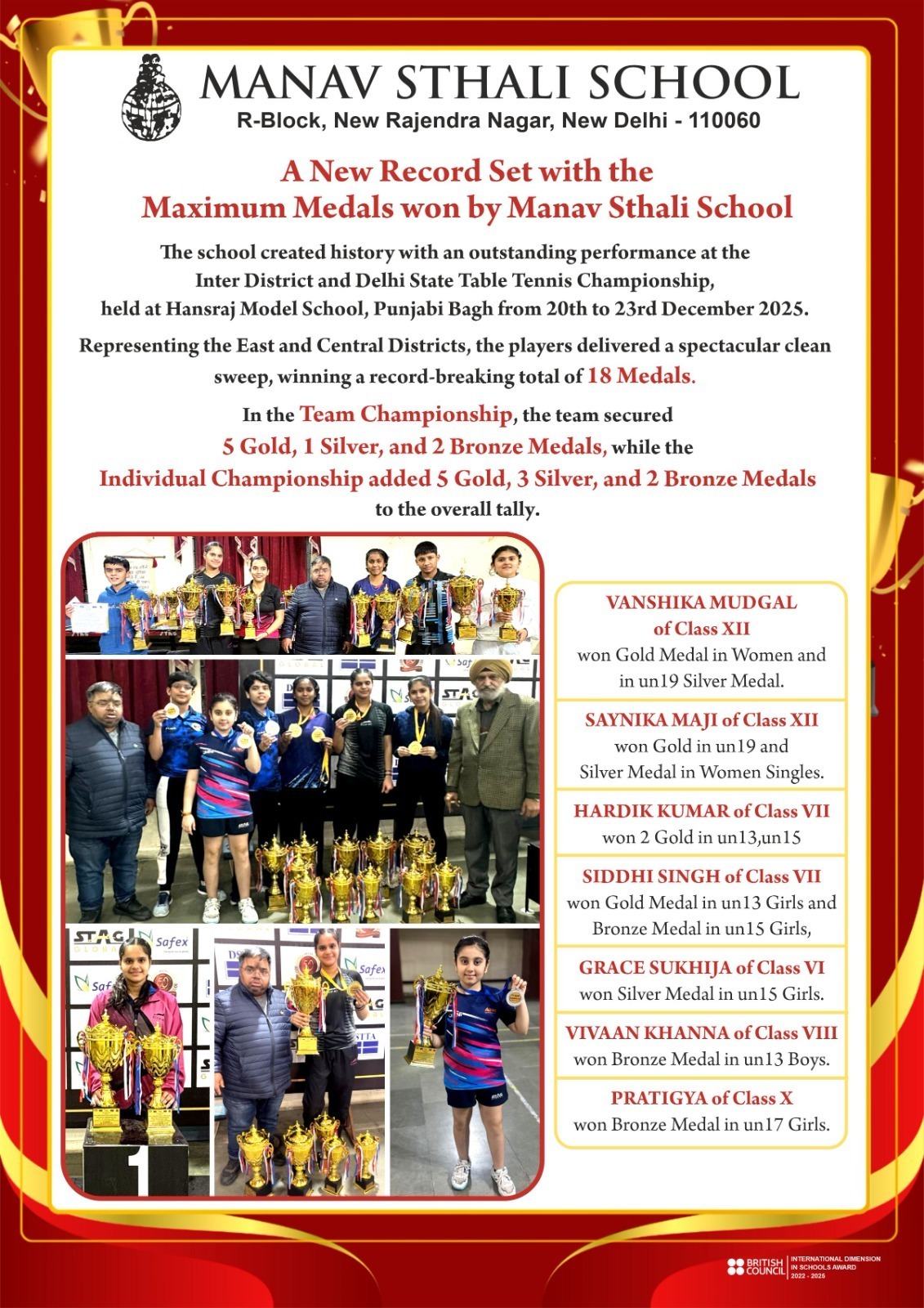 Manav Sthali School Table Tennis, New Delhi school admissions, Manav Sthali School sports achievement, Best School, Delhi State Table Tennis Championship 2025, Delhi School, Inter District Table Tennis Championship Delhi, Best school for table tennis in Delhi, School table tennis champions Delhi, Record medals in table tennis school, 18 medals table tennis championship, Maximum medals school sports Delhi, Gold medal winners table tennis school, Clean sweep table tennis championship, Team championship table tennis school, Manav Sthali School New Delhi, Manav Sthali School Rajendra Nagar, CBSE schools with sports excellence Delhi, Top sports schools in Delhi NCR, School sports achievements Delhi NCR, School table tennis tournament Delhi, Junior table tennis champions Delhi, Under 13 table tennis girls Delhi, Under 15 table tennis Delhi, Under 17 table tennis girls Delhi, Women singles table tennis school level, Siddhi Singh, Vanshika Mudgal table tennis, Hardik Kumar, Saynika Maji Grace Sukhija Vivaan Khanna Pratigya