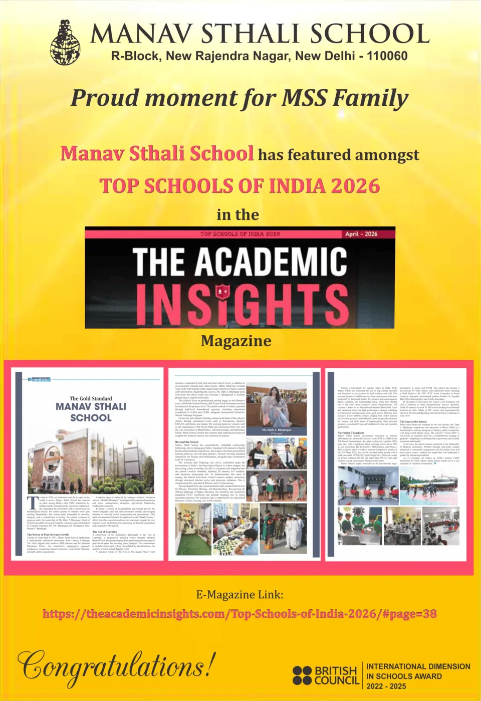 Top Schools of India 2026, Best CBSE Schools in Delhi, Leading Schools in New Delhi, Academic Excellence Schools India, School Achievement Recognition India, Innovative Schools in India, Holistic Education Schools, Top Ranked Schools Magazine India, Best School in Delhi, Manav Sthali School New Delhi, School Academic Achievements, Student Development Programs, Co-curricular Excellence, School Infrastructure & Facilities, Digital Learning in Schools, School Leadership & Vision, New Admissions Delhi School, Featured in Academic Magazine, School Award Recognition India, Top Performing Schools, Education Excellence Award, Prestigious School Listing India, Earth Day School Celebration, Inter School Competitions India, Art & Cultural Events in Schools, Student Talent Showcase, Sports Scholarship Programs, School E-magazine Feature, Education Media Coverage, School Branding & Promotion, Online School Presence India